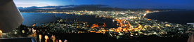 函館山 山頂展望台からのパノラマ夜景写真（日没直後）