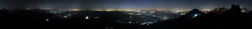 筑波山（女体山）のパノラマ夜景写真